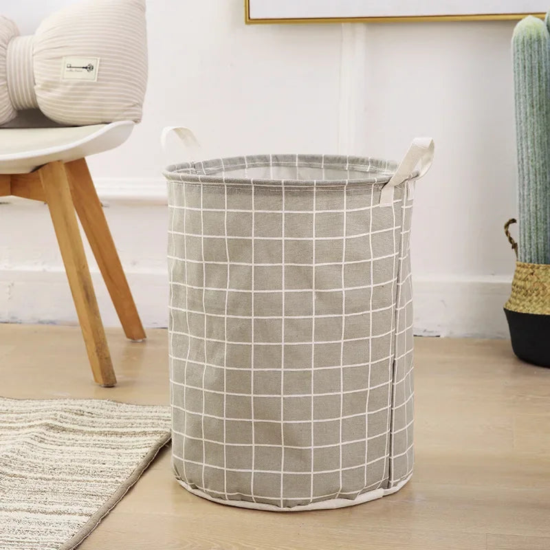 Checkered laundry basket