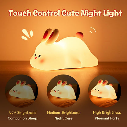 LED Night Lamp Rabbit, Touch Sensor, Silicone 