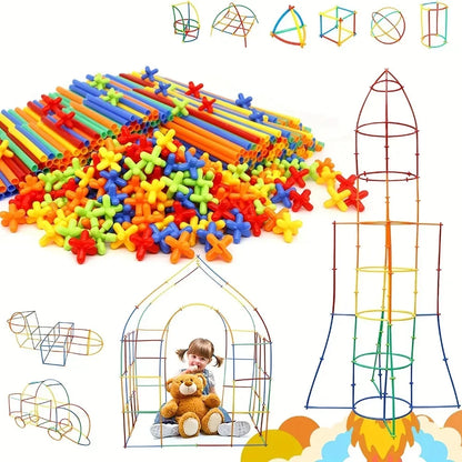 Straw construction toys